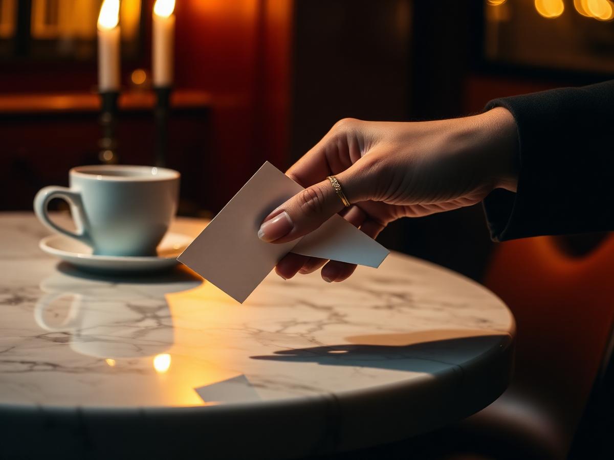 Hand passing a folded note